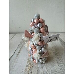 Salzburg 8 in mini tree pink silver Xmas beaded decor unique